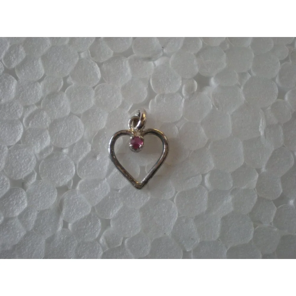 NIP Delicate Sterling Silver Genuine Ruby Heart Pendant 3/8